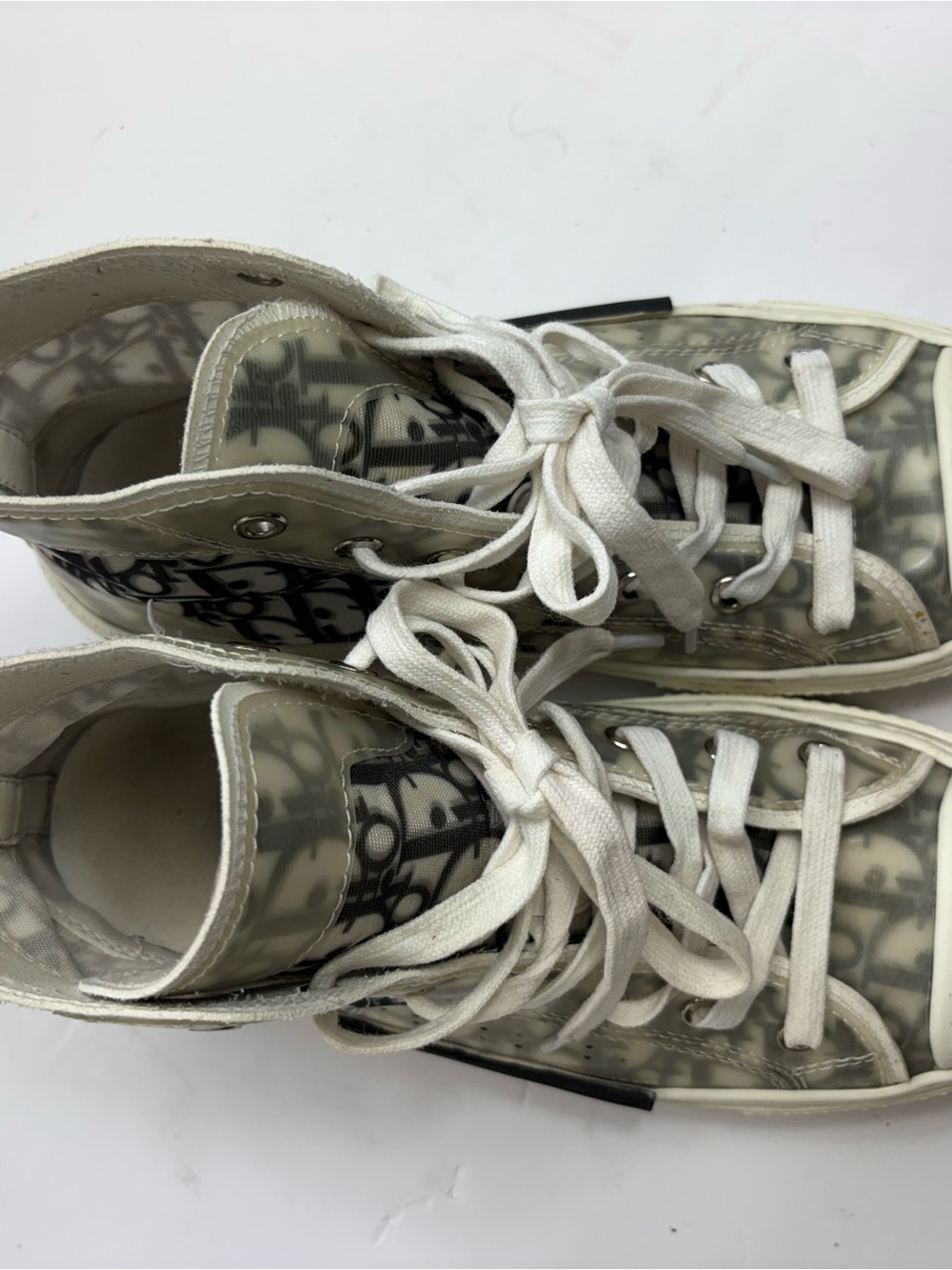 Translucent Lace-Up High Top Sneakers with Monogram - Picture 3 of 12